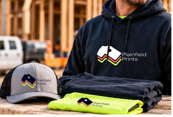 Branded hoodie, hat and safety vest